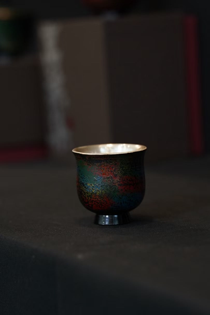 Lacquered Tasting Cup · Round 大漆鎏银暖心杯