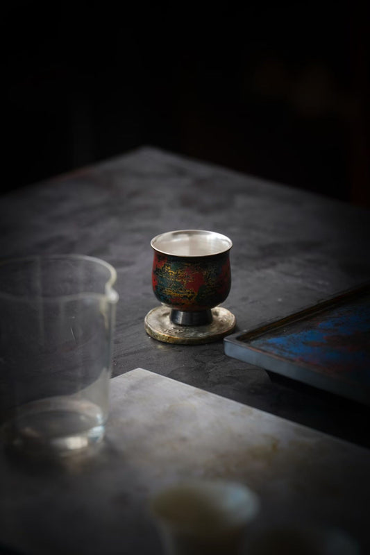 Lacquered Tasting Cup · Round  大漆鎏银暖心杯